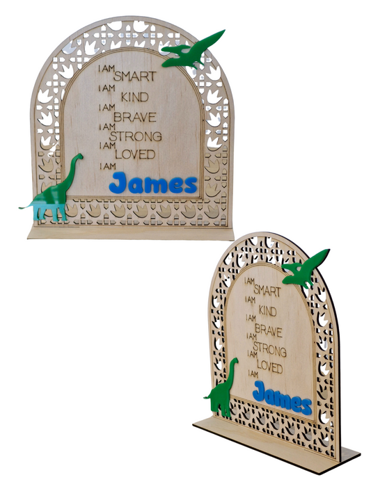 Dinosaur Rattan Style Affirmation Plaque