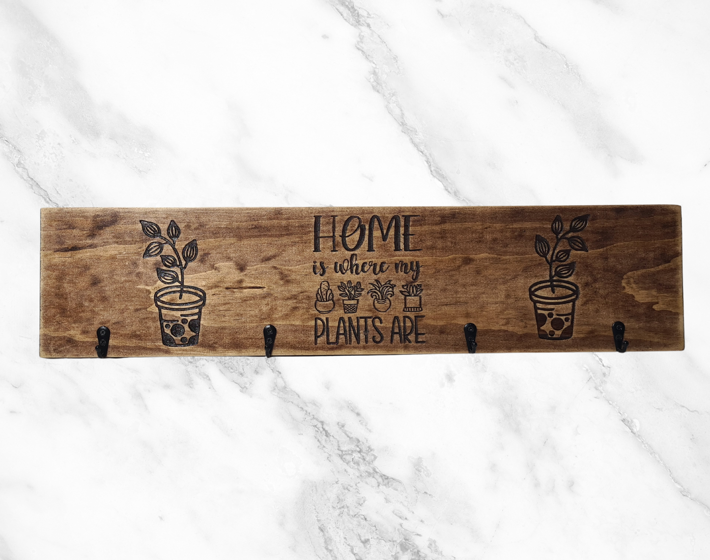 Timber Keyholder - Home Is Where My Plants Are