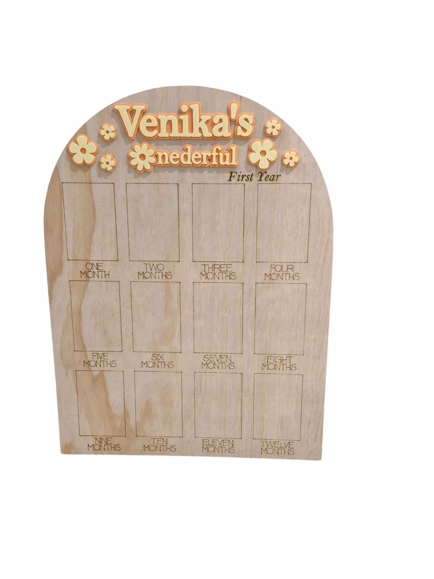 Personalised Plywood First Year Photo Board - Daisy Theme