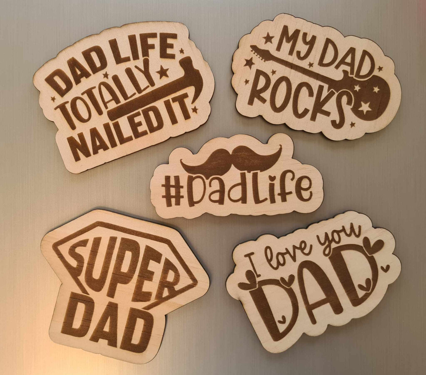 Wooden Engraved Dad Magnets