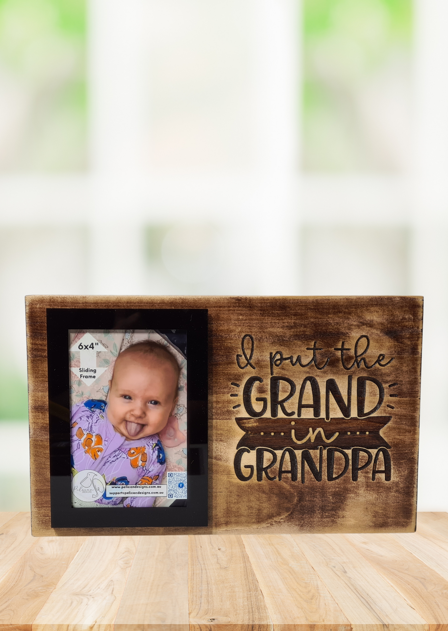 Small Timber Photo Board - I Put The Grand In Grandpa