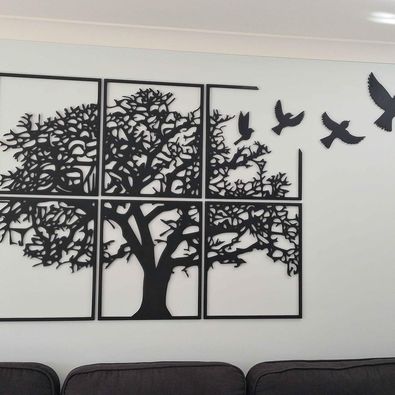 Acrylic 6 Panel Tree Of Life Wall Decor - Feature Wall