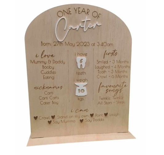 Personalised One Year Of Plaque with Stand