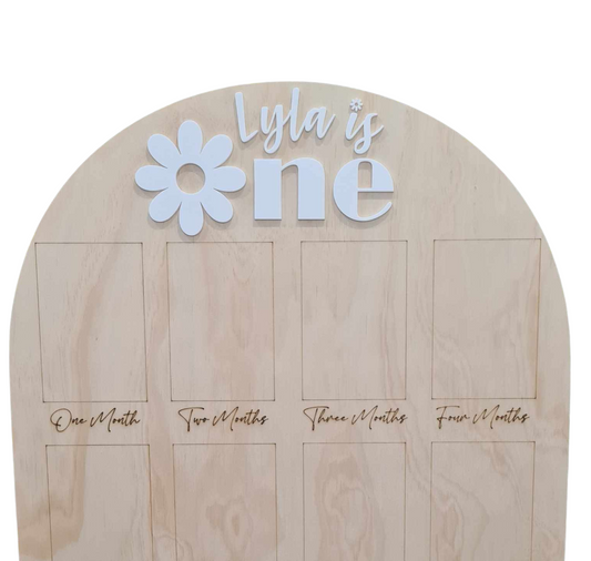 Personalised Plywood First Year Board with Acrylic Name